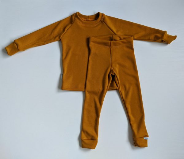 Hrejivý detský merino set - horčicová 250g